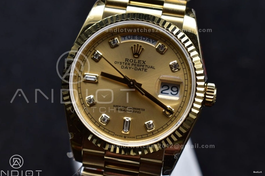 (Gain with Dial YG Gold Steel Square V5 Best vr3255 Edition 36 904L Weight) President QF Bracelet DayDate Diamond on 0225